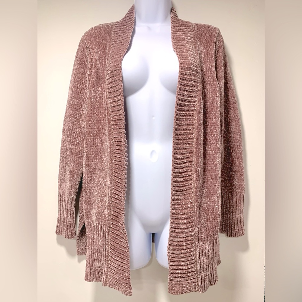 A New Day Light Pink Mauve Blush Chenille Cardigan Size XS